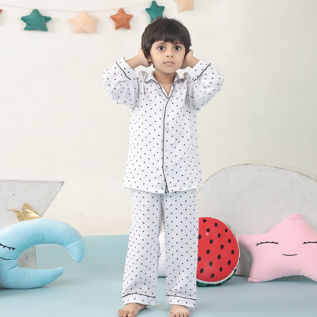 Polka dots muslin nightwear