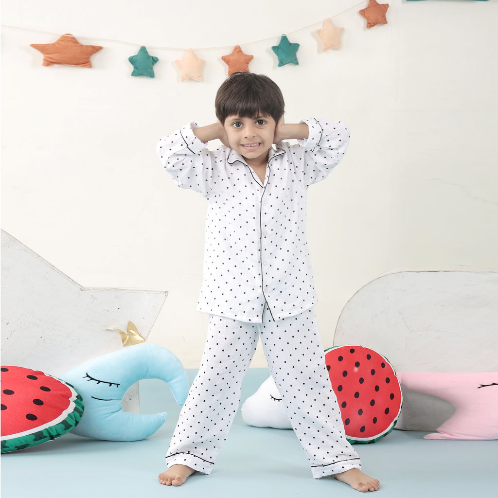 Polka dots muslin nightwear