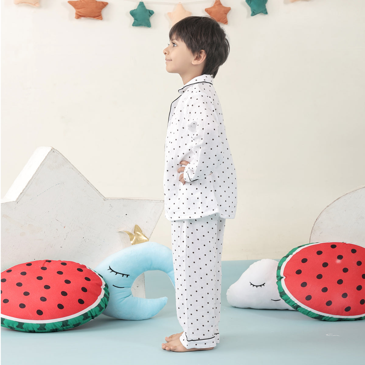Polka dots muslin nightwear