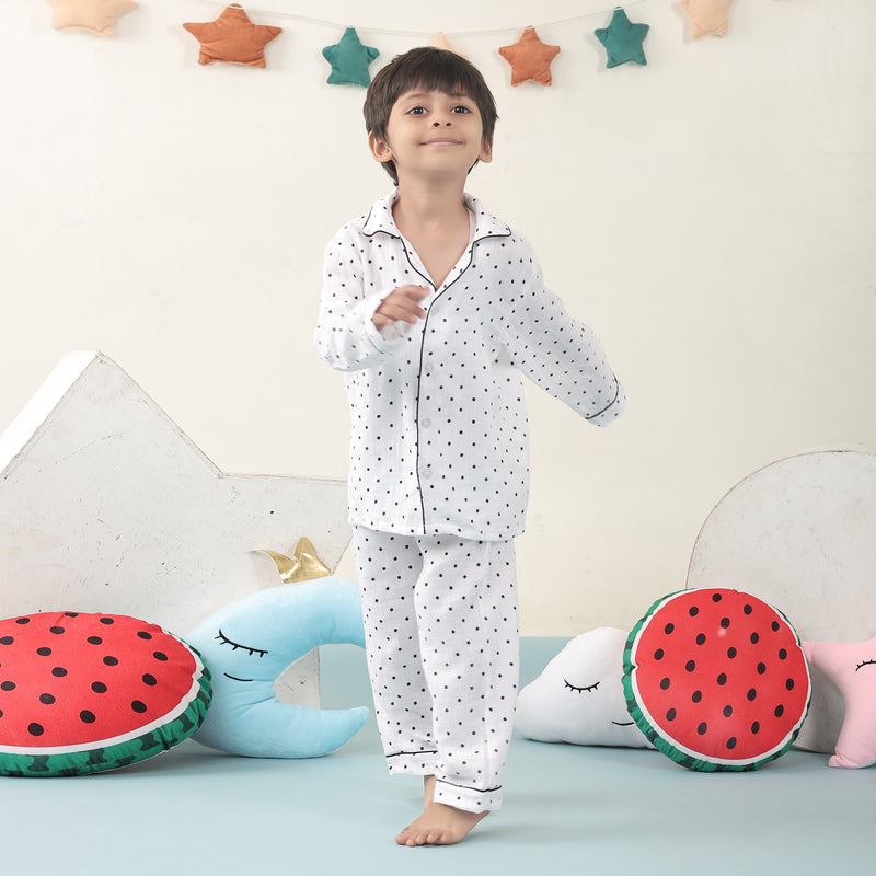 Polka dots muslin nightwear