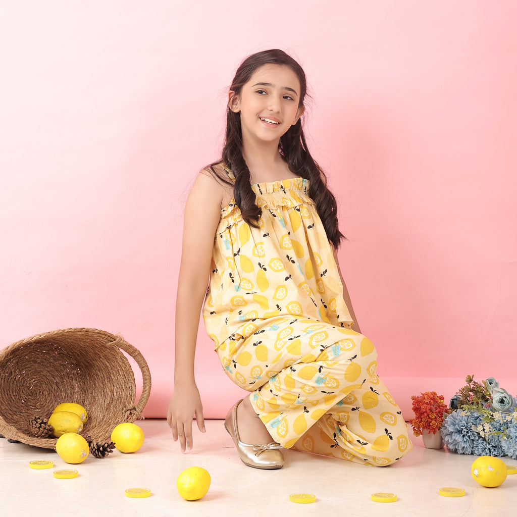 Citrus ruffle co-ord dress