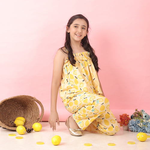 Citrus ruffle co-ord dress