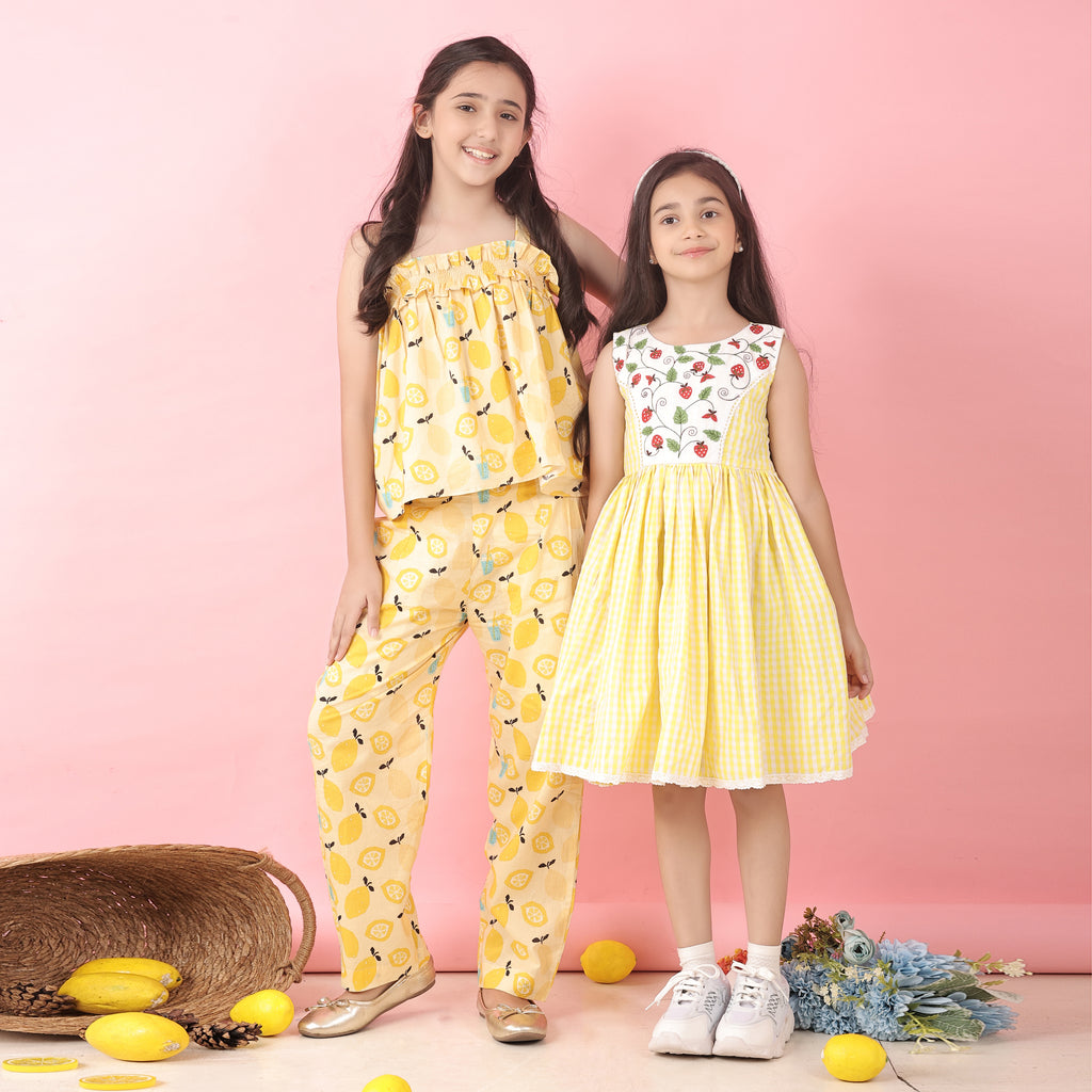 Citrus ruffle co-ord dress
