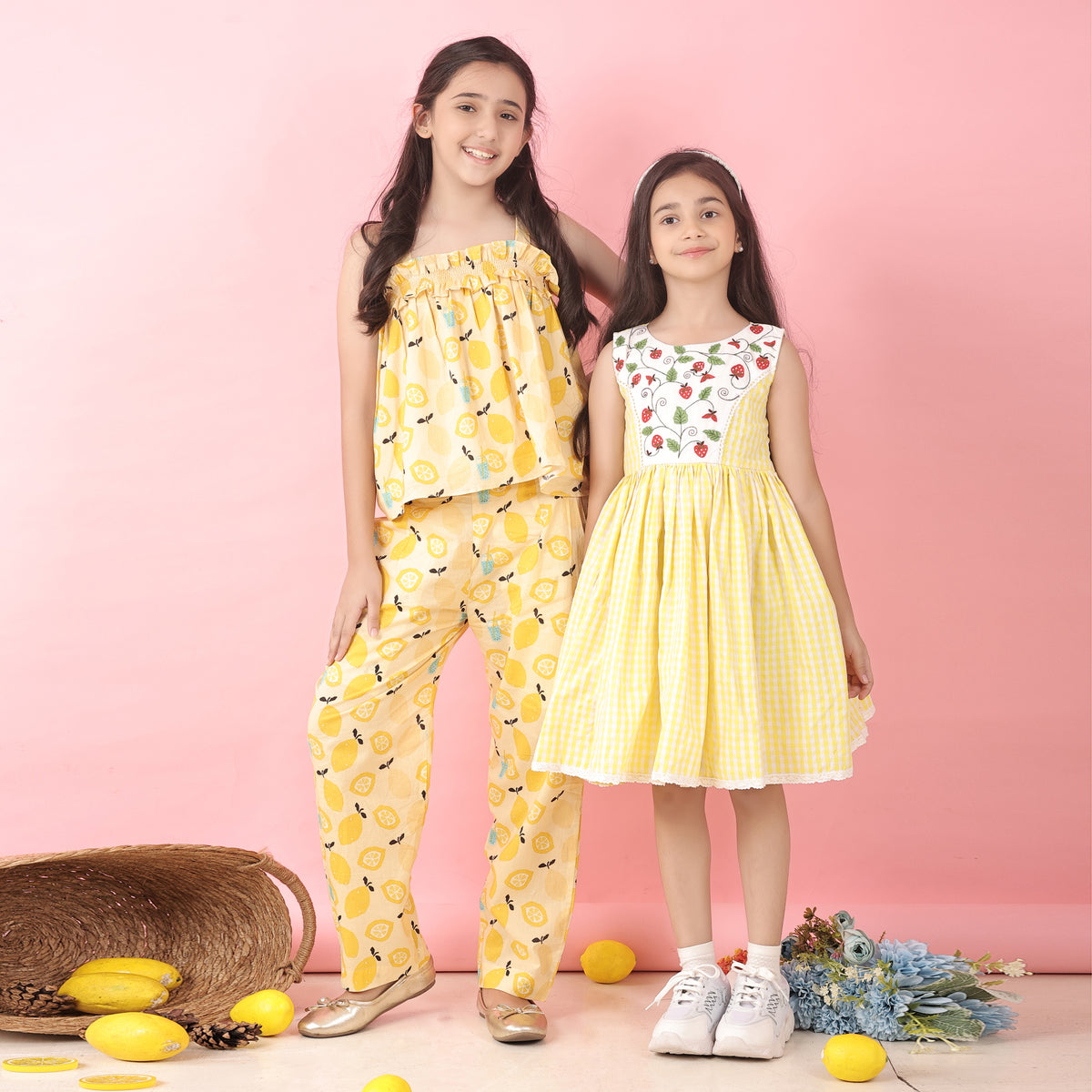 Citrus ruffle co-ord dress