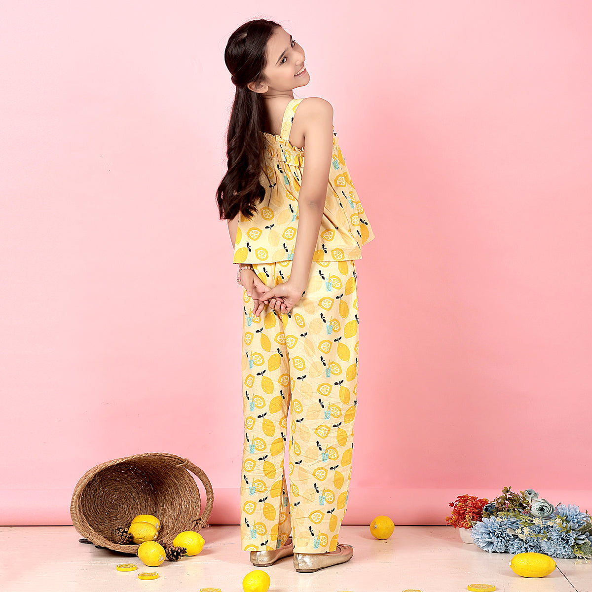 Citrus ruffle co-ord dress