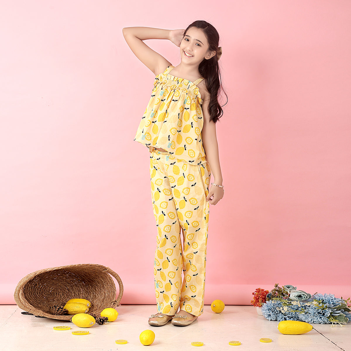 Citrus ruffle co-ord dress