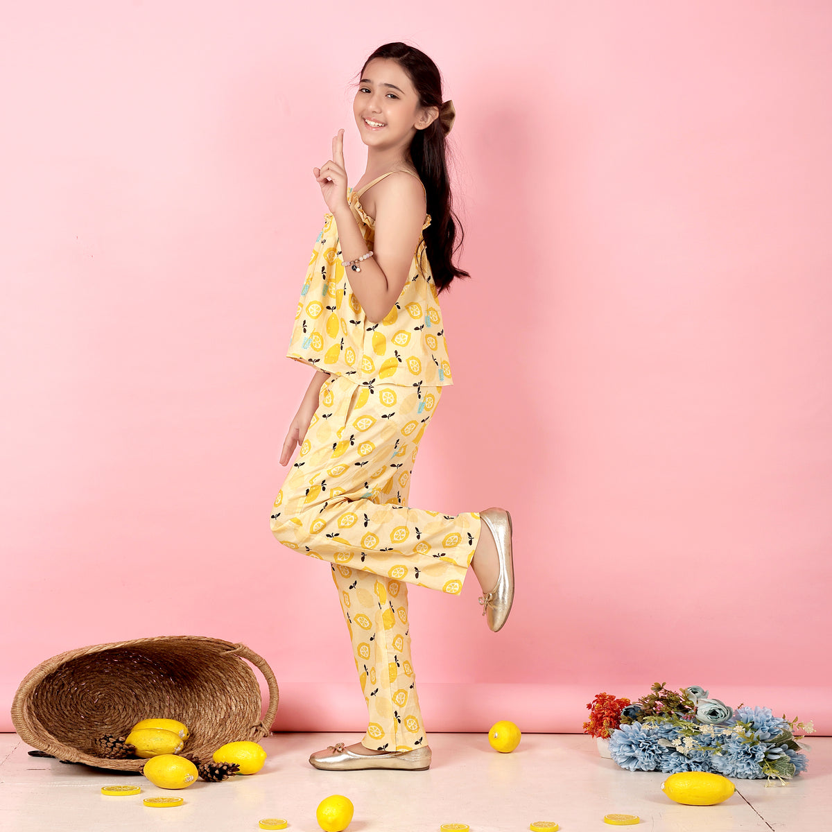 Citrus ruffle co-ord dress
