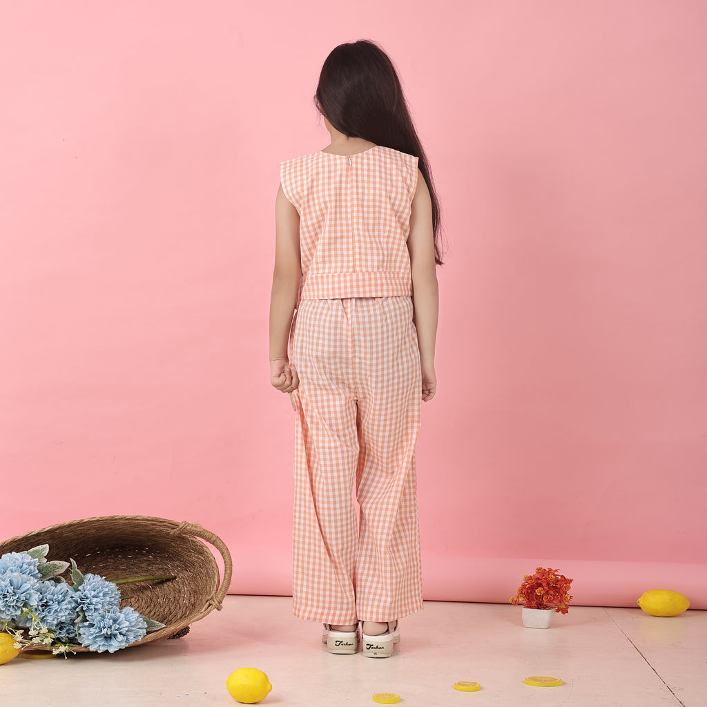 Orange ruffled checks