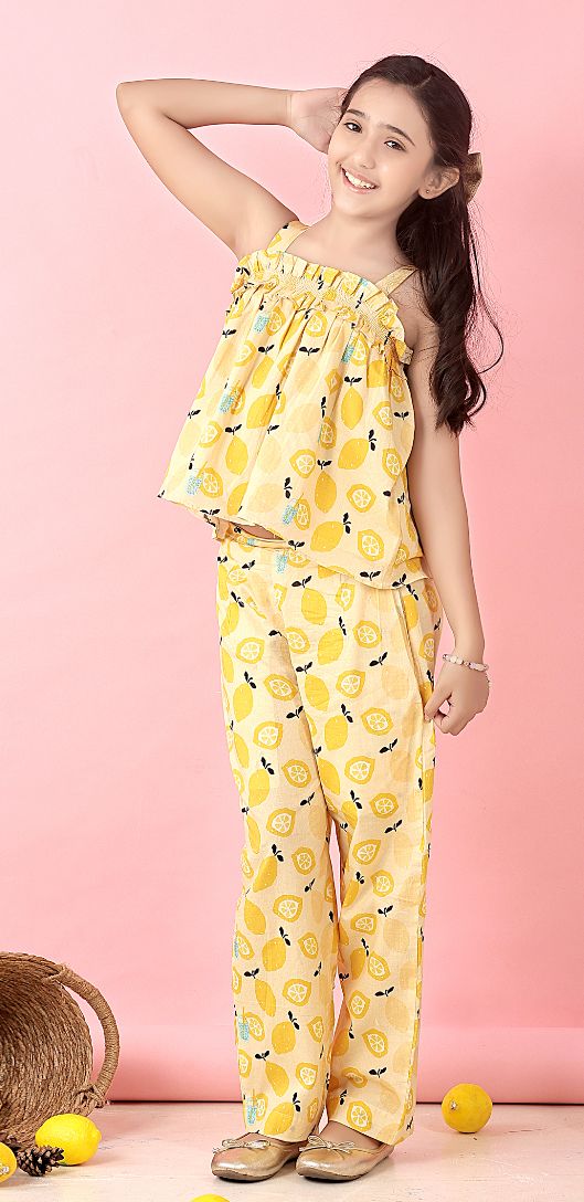 Citrus ruffle co-ord dress