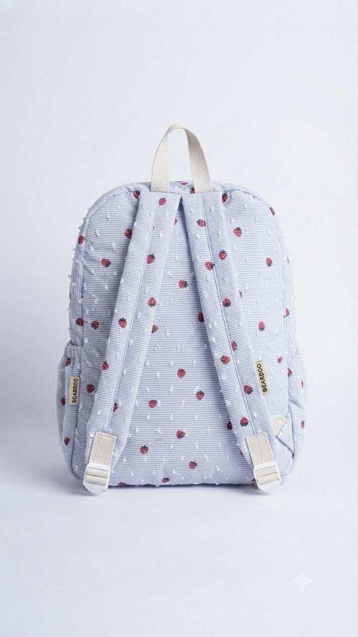 Strawberry Dotted Cotton Toddler Backpack