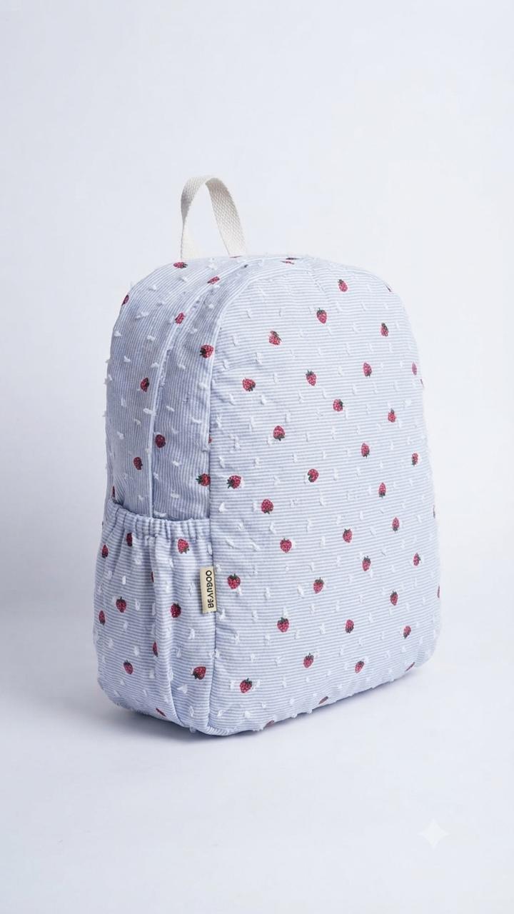 Strawberry Dotted Cotton Toddler Backpack