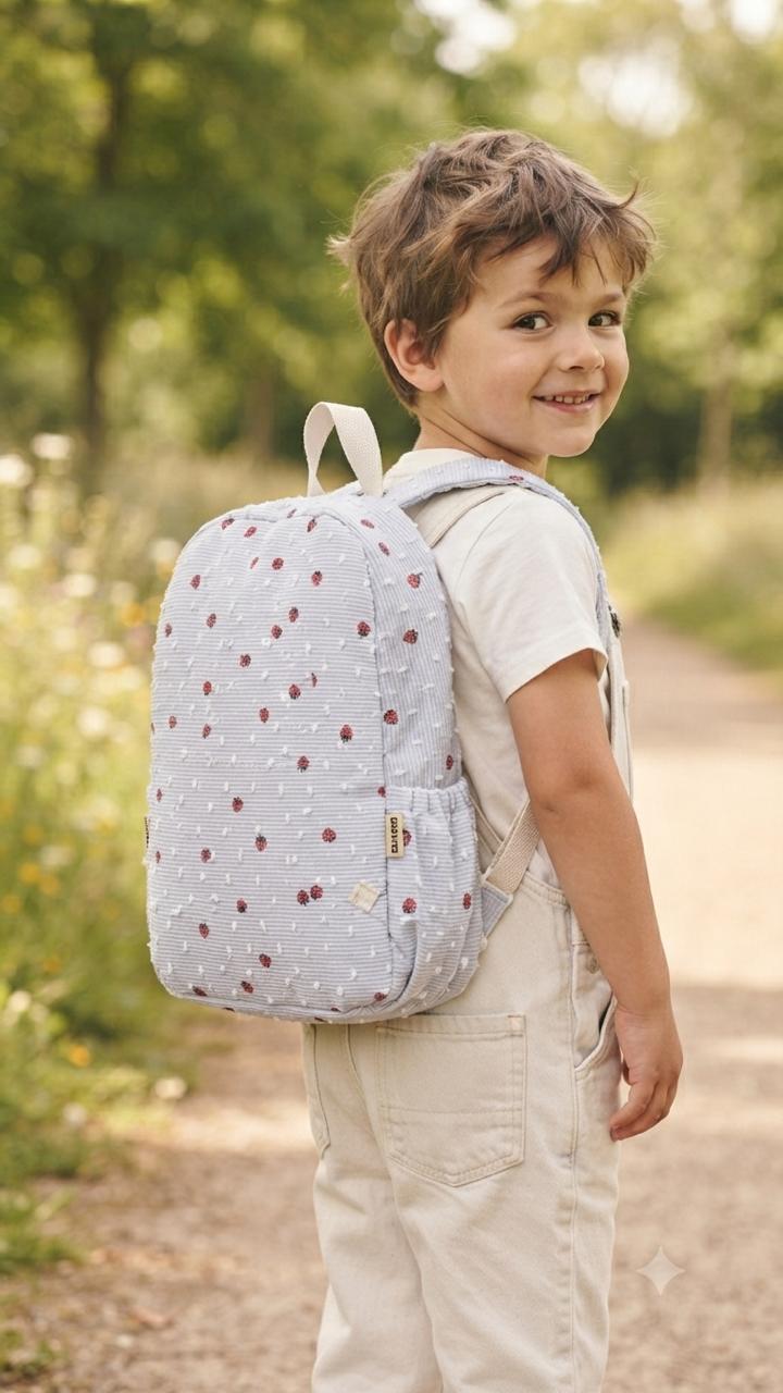 Strawberry Dotted Cotton Toddler Backpack