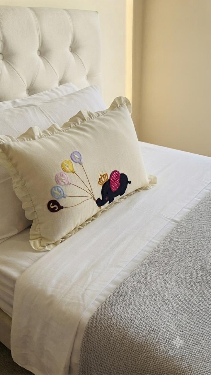 Elephant Ruffle Accent Pillow