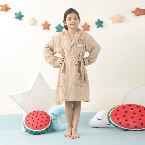 Beige muslin bathrobe
