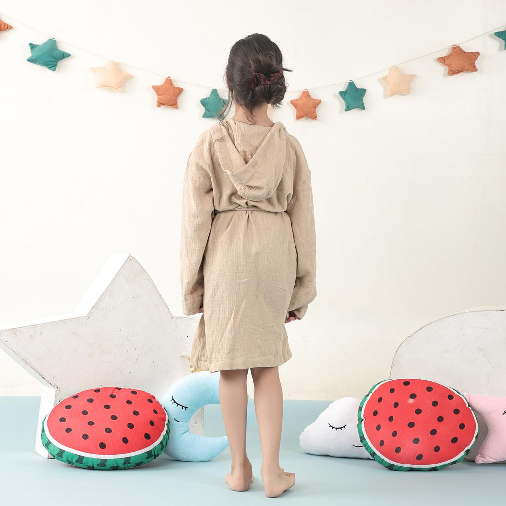 Beige muslin bathrobe